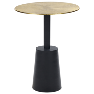 Beliani Side Table Black and Gold Metal Round Geometric Shape Modern End Table  Material:Aluminium Size:x48x36