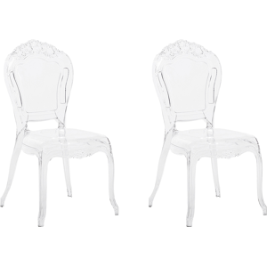 Beliani Set of 2 Dining Chairs Transparent Acrylic Solid Back Armless Stackable Vintage Modern Design Material:Polycarbonate Size:52x98x52