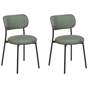 Beliani Set of 2 Dining Chairs Green Polyester Seats Armless Metal Legs for Dining Room Kitchen  Material:Polyester Size:44x76x43