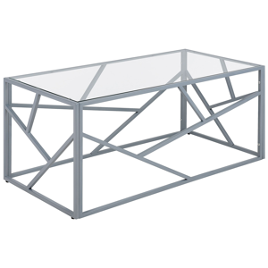 Beliani Coffee Table Silver Metal Frame Glass Top Geometric Glam Design Material:Glass Size:x45x50