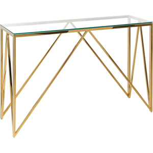 Beliani Console Table Gold Tempered Glass Stainless Steel 120 x 40 cm Rectangular Glam Modern Living Room Bedroom Hallway Material:Tempered Glass Size:40x78x120