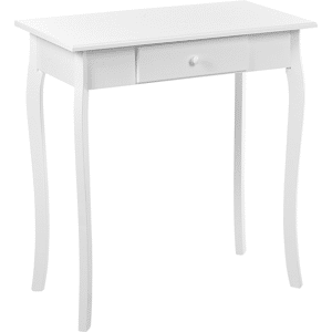 Beliani Console Table White MDF Wooden Legs 75 x 40 x 77 cm with Drawer Hallway Living Room Furniture French Design  Material:MDF Size:40x77x75