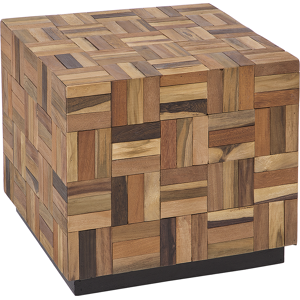 Beliani Coffee Table Light Wood Teak Cube Rustic Style Accent Side Table Material:Teak Wood Size:x40x45