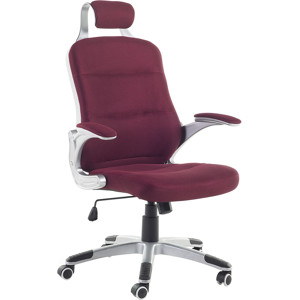 Beliani Office Executive Chair Burgundy Mesh Swivel Gas Lift Adjustable Height with Castors Ergonomic Modern Material:Mesh Size:68x110-120x68