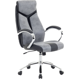 Beliani Office Chair Grey and Black Faux Leather Swivel Desk Computer Adjustable Material:Polyester Size:72x115-125x63