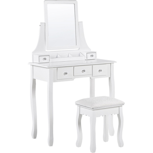 Beliani Dressing Table White 5 Drawers Living Room Furniture Glam Design Bedroom Material:MDF Size:40x139x80