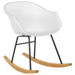 Beliani Rocking Chair White Synthetic Material Metal Legs Shell Seat Solid Wood Skates Modern Scandinavian Style Material:Polypropylene Size:82x73x56