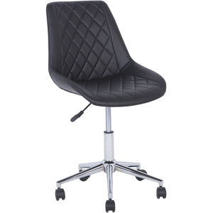 Beliani Swivel Office Chair Black with Silver Base Faux Leather Quilted Upholstery Adjustable Height Material:Faux Leather Size:57x83-96x57