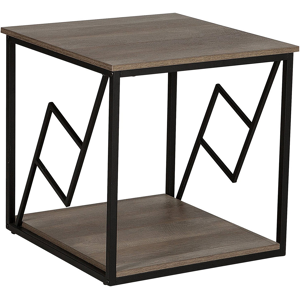 Beliani Side Table Dark Wood Top Black Metal Frame 56 x 56 cm Square Modern Industrial Living Room Material:Chipboard Size:x56x56