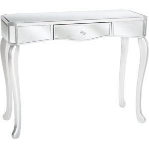 Beliani Console Table Silver Mirrored Glass with Drawer 96 x 40 cm Modern Glam French Design Material:Glass Size:40x77x96