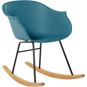 Beliani Rocking Chair Teal Synthetic Material Metal Legs Shell Seat Solid Wood Skates Modern Scandinavian Style Material:Polypropylene Size:82x73x56