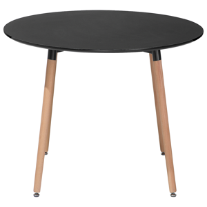 Beliani Dining Table Black Beechwood ø 90 cm Round Kitchen Living Room Minimalistic Material:MDF Size:x74x90