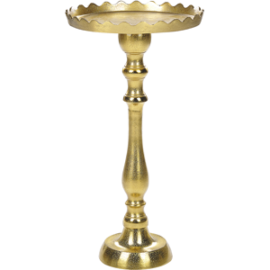 Beliani Side Table Gold Metal 35 x 35 x 66 cm Accent Piece Glossy Finish End Table Glam Living Room Material:Aluminium Size:x66x35