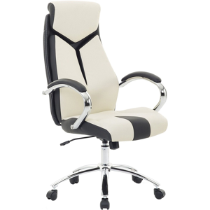 Beliani Office Chair Beige and Black Faux Leather Swivel Desk Computer Adjustable Material:Polyester Size:72x115-125x63