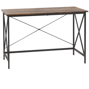 Beliani Home Office Desk Dark Wood With Black MDF Top Metal Legs 115 x 60 cm Industrial Material:MDF Size:60x76x115