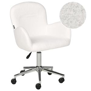 Beliani Office Swivel Chair White Boucle Height Adjustable Base Modern Home Office Material:Boucle Size:60x79-91x60
