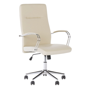Beliani Home Office Chair Faux Leather Beige Adjustable Height Swivel Tilting Seat Material:Faux Leather Size:60x113-122x60