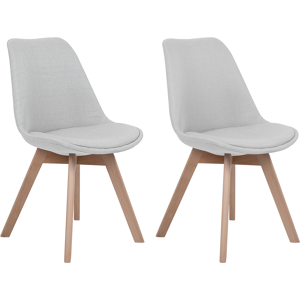 Beliani Set of 2 Dining Chairs Light Grey Faux Leather Sleek Wooden Legs Material:Polyester Size:43x84x47