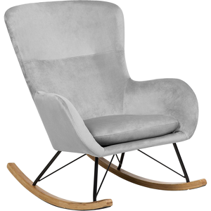 Beliani Rocking Chair Light Grey Velvet Metal Legs Wooden Skates Modern Material:Velvet Size:90x97x71