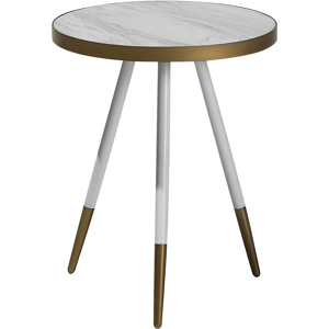 Beliani Coffee Table White Marble Effect Gold Base Tripod Living Room Material:MDF Size:x55x44