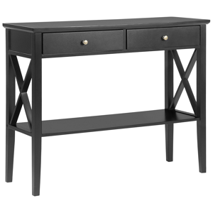 Beliani Console Table Black 2 Drawers Hallway Furniture 80 cm Retro Design  Material:MDF Size:35x80x100