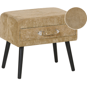 Beliani Side Table with Storage Beige Corduroy Black Legs 46 x 50 x 35 cm Suitcase Material:Corduroy Size:35x46x50