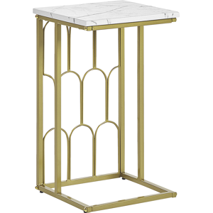 Beliani Side Table White with Gold MDF Iron 30 x 30 cm Metal Legs Square Top Modern Glam Living Room Material:Iron Size:x54x30