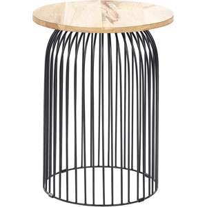 Beliani Side Table Light and Black Mango Wood and Aluminium Decorative Coffee Side Table Small Living Room Furniture Material:Mango Wood Size:x47x36