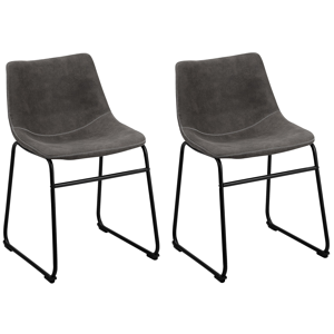 Beliani Set of 2 Dining Chairs Grey Fabric Upholstery Black Legs Rustic Retro Style Material:Polyester Size:44x74x45