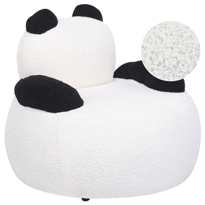Beliani Animal Chair White and Black Boucle Upholstery with Armrests Nursery Furniture Seat for Children Modern Design Panda Shape Material:Boucle Size:58x53x58