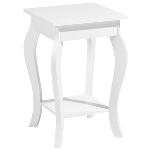 Beliani Side Table White with Storage Shelf Ornate Cabriole Legs Vintage Material:MDF Size:x60x42