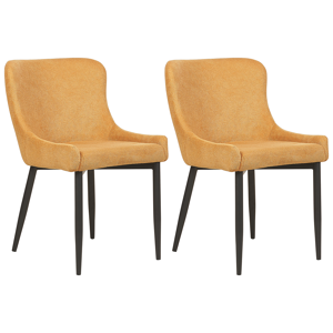 Beliani Set of 2 Dining Chairs Yellow Fabric Upholstered Material:Polyester Size:62x82x52