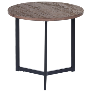 Beliani Side Table Dark Wood Top Black Legs Industrial Modern Living Room Bedroom  Material:MDF Size:x43x50