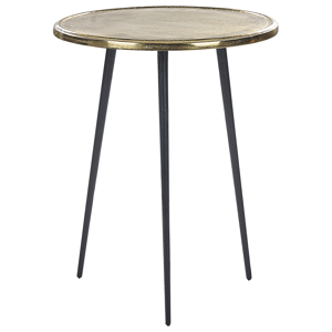 Beliani Side Table Gold and Black Aluminium and Iron Top Round Distressed Retro Home Decor Material:Aluminium Size:x55x43