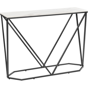 Beliani Console Table White Marble Effect with Black MDF Powder-Coated Iron 100 x 30 cm Rectangular Glam Modern Living Room Bedroom Hallway Material:MDF Size:30x75x100