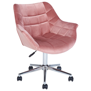 Beliani Office Swivel Chair Pink Velvet Height Adjustable Material:Velvet Size:62x83-95x62