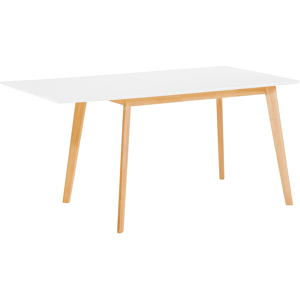 Beliani Dining Table White 120/155 x 80 cm Extending Drop Leaf Wooden Legs Scandinavian Minimalistic Material:MDF Size:x75x80