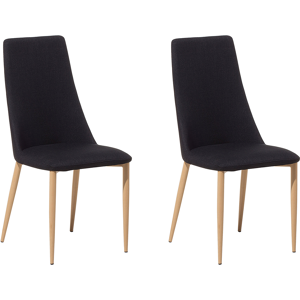 Beliani Set of 2 Dining Chairs Black Fabric Upholstered Seat High Back Material:Polyester Size:58x96x47