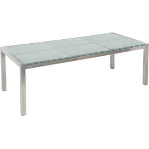 Beliani Garden Table Cracked Glass Table Top 180 x 90 cm 6 Seater Steel Frame Triple Plate Material:Tempered Glass Size:x76x90