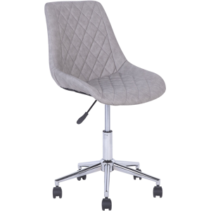 Beliani Swivel Office Chair Grey with Silver Base Faux Leather Quilted Upholstery Adjustable Height Material:Faux Leather Size:57x83-96x57