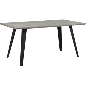 Beliani Dining Table Grey Wood Tabletop 160 x 90 cm Black Metal Legs Kitchen Material:MDF Size:x76x90