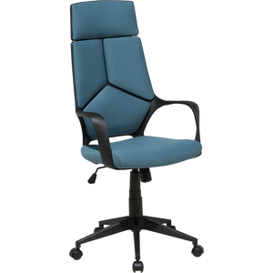 Beliani Office Chair Teal Blue and Black Fabric Swivel Desk Computer Adjustable Seat Reclining Backrest Material:Polyester Size:64x116-126x64