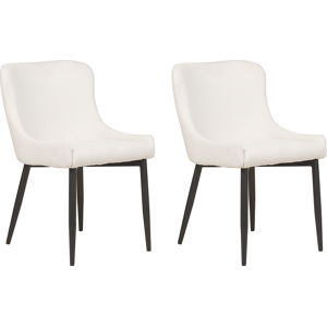 Beliani Set of 2 Dining Chairs Off-White Fabric Upholstered Material:Polyester Size:62x82x52