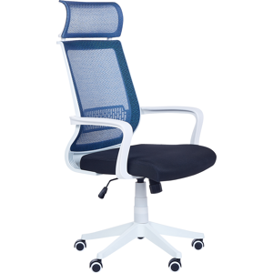 Beliani Office Desk Chair Blue Mesh Back Swivel Gas Lift Adjustable Height with Castors Ergonomic Modern Material:Polyester Size:63x114-123x63