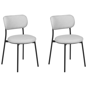 Beliani Set of 2 Dining Chairs Grey Polyester Seats Armless Metal Legs for Dining Room Kitchen  Material:Polyester Size:44x76x43