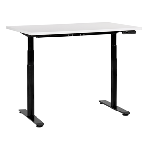 Beliani Electrically Adjustable Desk White Tabletop Black Steel Frame 120 x 72 cm Sit and Stand Round Feet Modern Design  Material:Particle Board Size:72x67-132x120