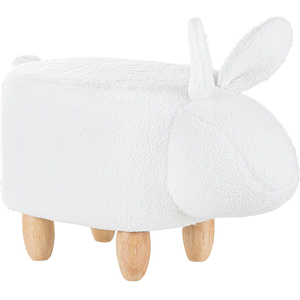 Beliani Animal Bunny Children Stool White Polyester Fabric Upholstered Wooden Legs Nursery Footstool Material:Polyester Size:31x36x57