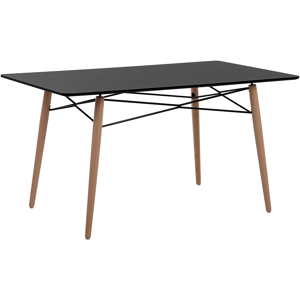 Beliani Dining Table Light Wood Black Top 140 x 80 cm Modern Scandinavian Material:MDF Size:x75x80