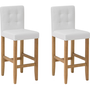 Beliani Set of 2 Bar Stools Off-White Faux Leather with Backrest Dining Room Kitchen Upholstered Modern Material:Faux Leather Size:58x110x45