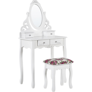 Beliani Dressing Table White 4 Drawers Living Room Furniture Scandinavian Design Material:MDF Size:40x139x70